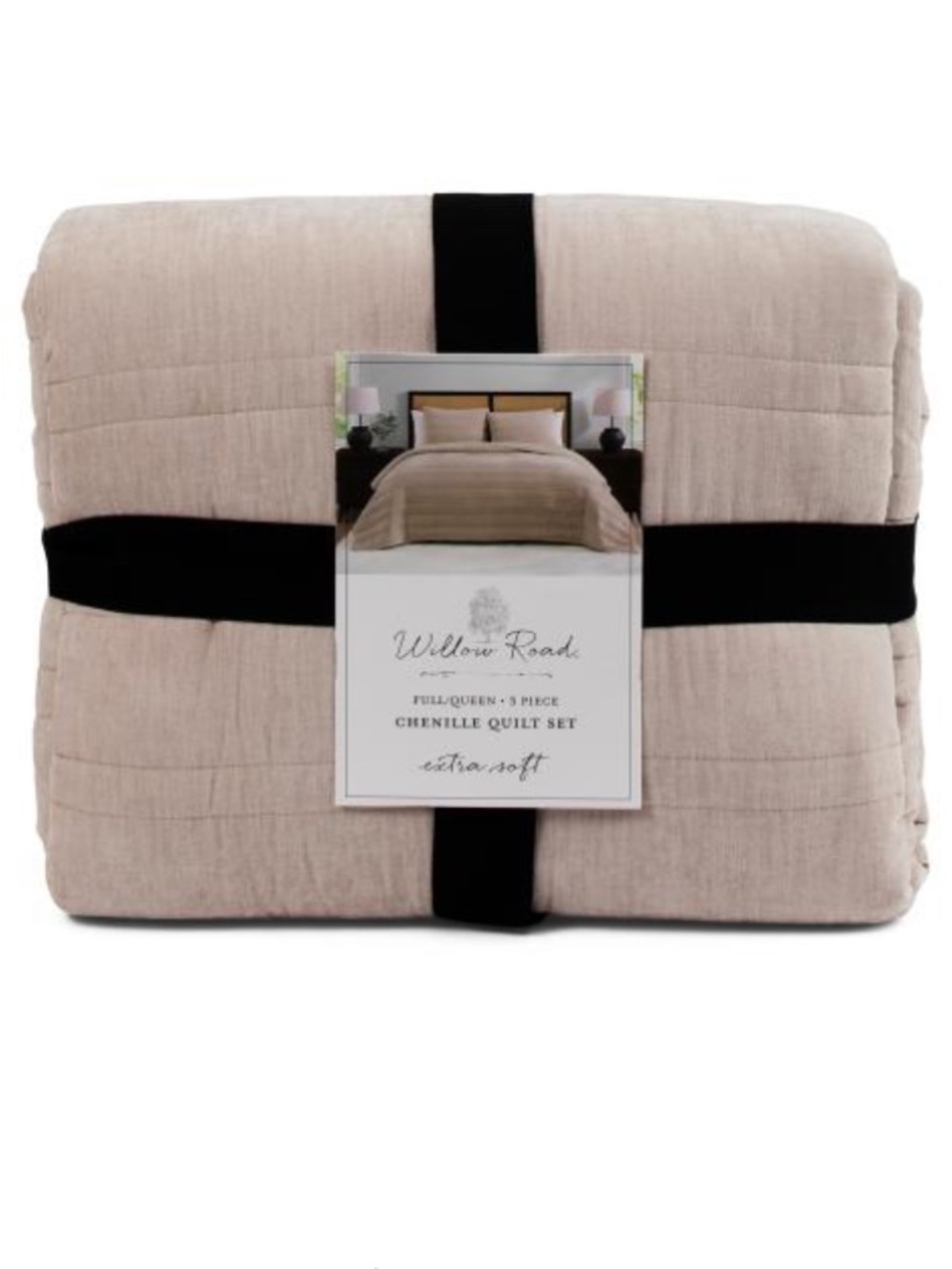 Willow Chenille Quilt Set in Tan - Full/Queen